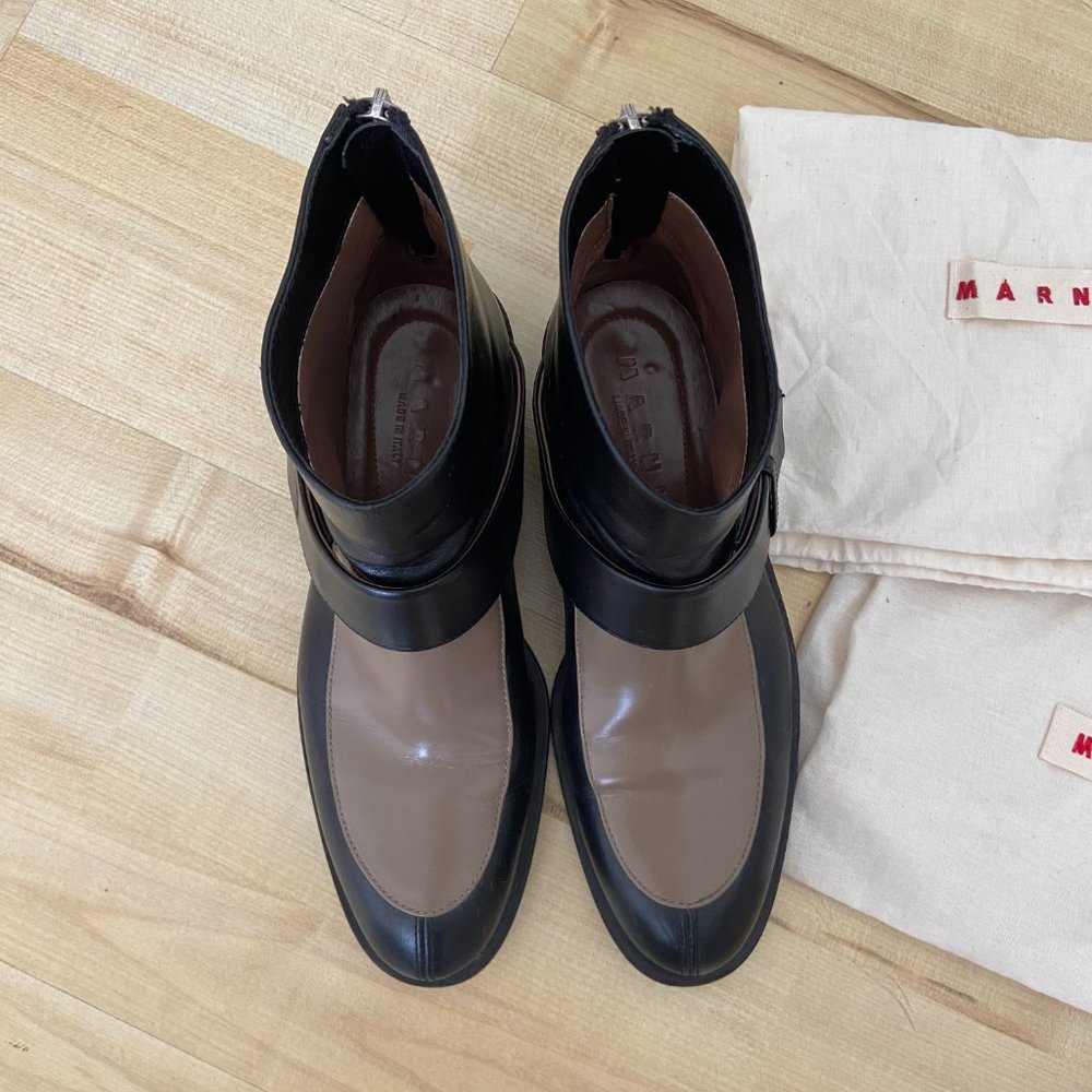 Marni Two-tone Leather Ankle Boots - Picture 3 of 5